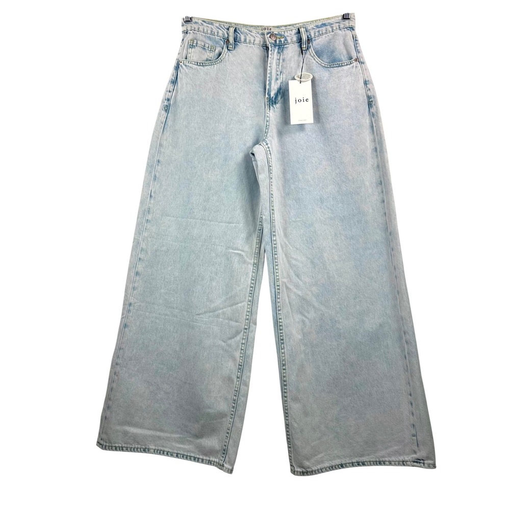Joie Wide Leg‎ chambray Jeans sz 6 Light Blue High Rise preppy money 90s